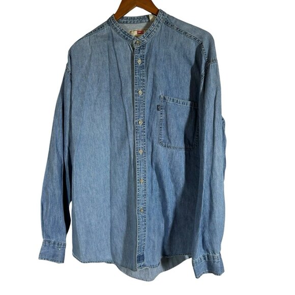 Levi's Other - LEVI Men’s Shirt Large COLLARLESS Grandpa Denim METAL BUTTON